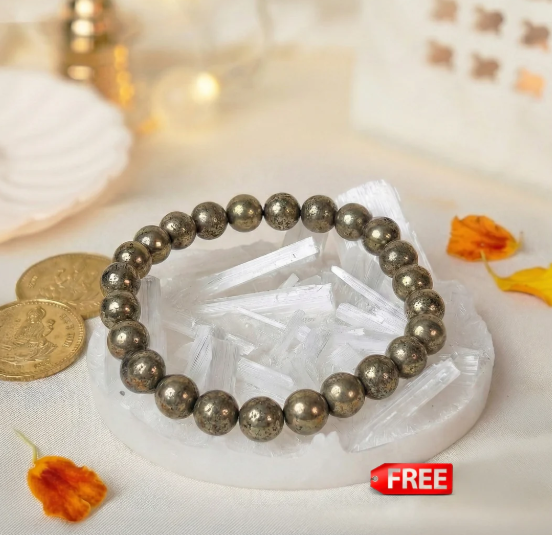 Raw Pyrite Bracelet with FREE Raw Selenite Plate